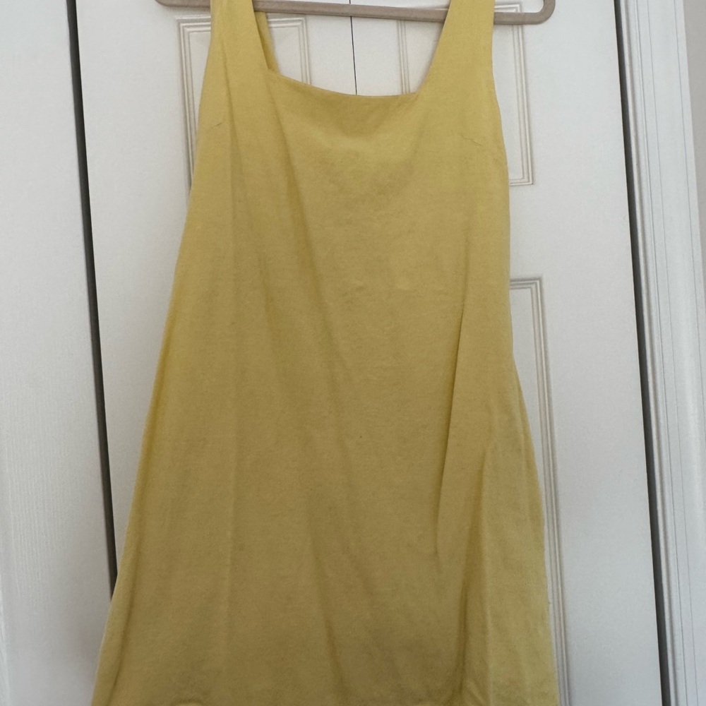 Yellow linen blend Sleeveless Dress
